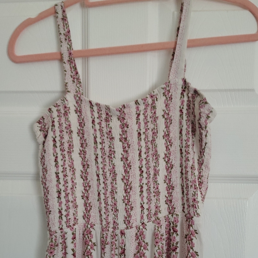 Mimi Chica Cream and Pink Floral Smocked Jumpsuit - Picture 3 of 8